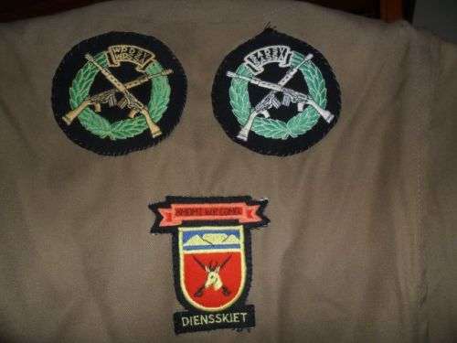 S.A DEFENSE FORCE  SERVICE SHOOT \  DIENS SKIET  W.P. JACKET WITH ITS BADGES