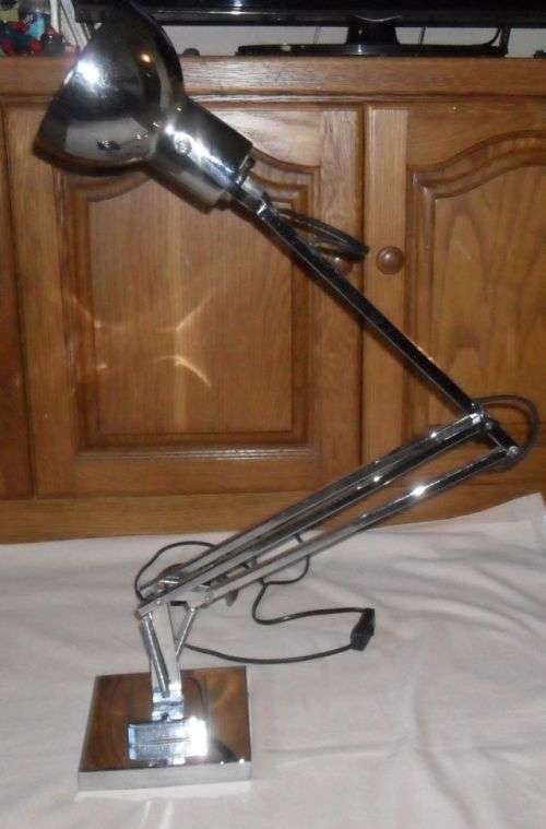 HEAVY BASED SILVER ANGLE POISE DESK LAMP