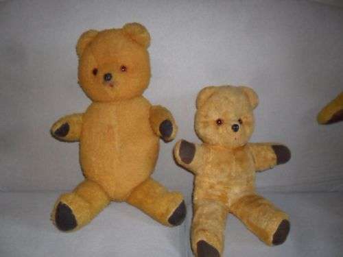 3 X VINTAGE ARK BEARS - 2 JOINTED 1 NOT-79cm -51cm - 41cm tall
