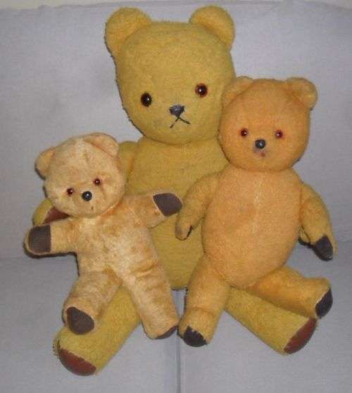 3 X VINTAGE ARK BEARS - 2 JOINTED 1 NOT-79cm -51cm - 41cm tall