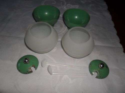 A SET OF UNUSUAL VINTAGE JAPANESE JAM \HONEY JARS - METAL AND PORCELAIN