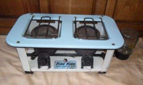 VINTAGE TABLE TOP ENAMEL 2 PLATE PARAFFIN STOVE -FIRE KING