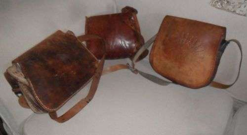 3 LEATHER BAGS DAMAGED  AS IS-ONE BID TAKES ALL