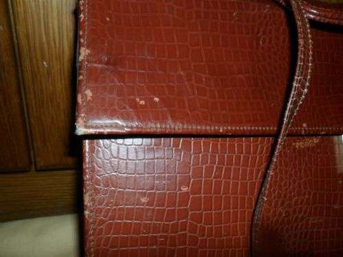 VINTAGE LEATHER LOOK LAP TOP SATCHEL