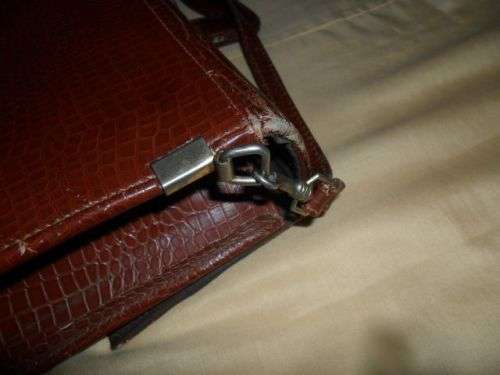 VINTAGE LEATHER LOOK LAP TOP SATCHEL