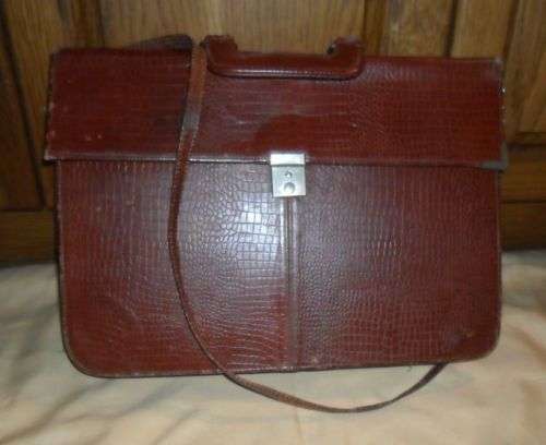 VINTAGE LEATHER LOOK LAP TOP SATCHEL