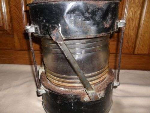 LARGE ANTIQUE GALVANIZED SHIPS ANCHOR LAMP -TELFORD  GRIER MACKAY AND CO