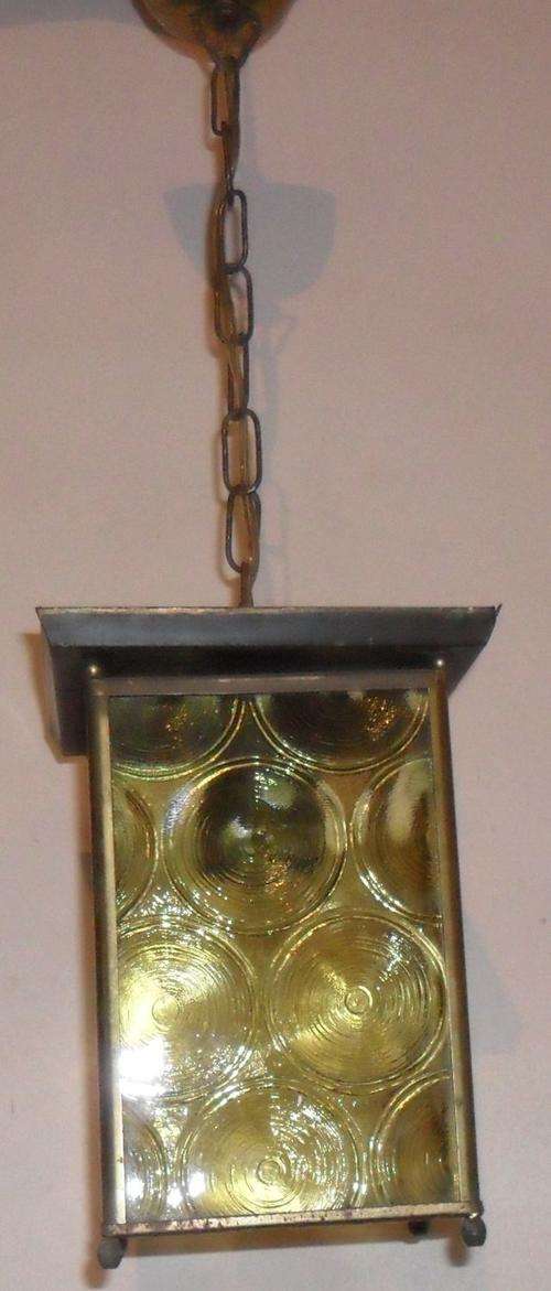 VINTAGE BRASS AND GLASS LIGHT