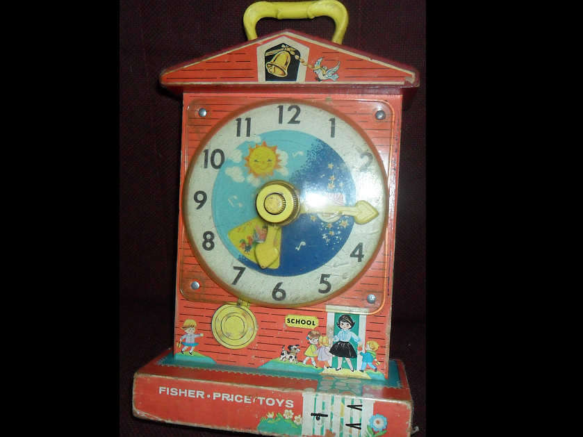 FISHER PRICE VINTAGE MUSIC BOX TEACHING CLOCK