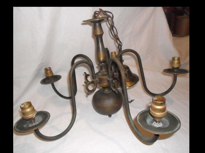 BRASS 5 ARM CHANDELIER