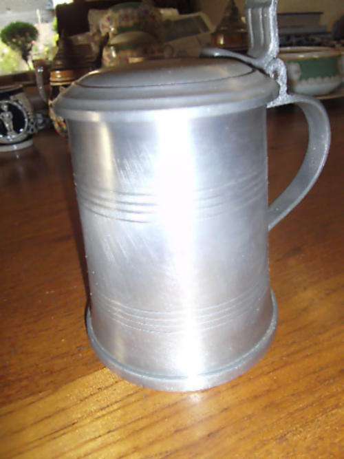 Old PEWTER BEER MUG ("stamped")
