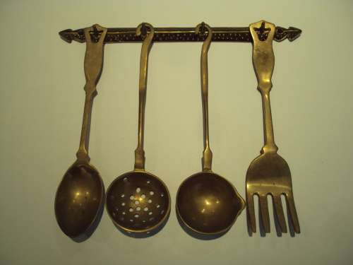 HEAVY SET OF BRASS UTENSILS