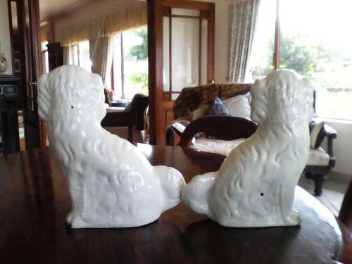 GENUINE PAIR OF STAFFORDSHIRE WALLY DOGS FOR OLDHAM ONLY
