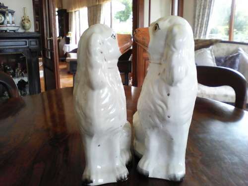 GENUINE PAIR OF STAFFORDSHIRE WALLY DOGS FOR OLDHAM ONLY