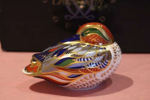 ROYAL CROWN DERBY TEAL PAPERWEIGHT