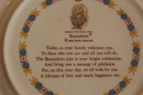 ROYAL DOULTON BUNNYKINS CHRISTENING PLATE