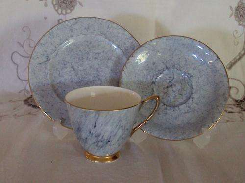 ROYAL ALBERT "GOSSAMER" GREY TEA TRIO