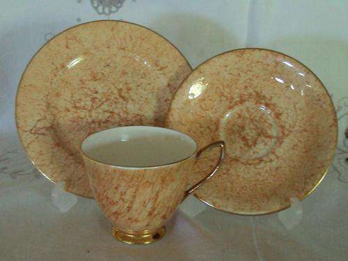 ROYAL ALBERT "GOSSAMER" ORANGE TEA TRIO