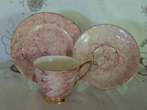 ROYAL ALBERT "GOSSAMER" PINK TEA TRIO