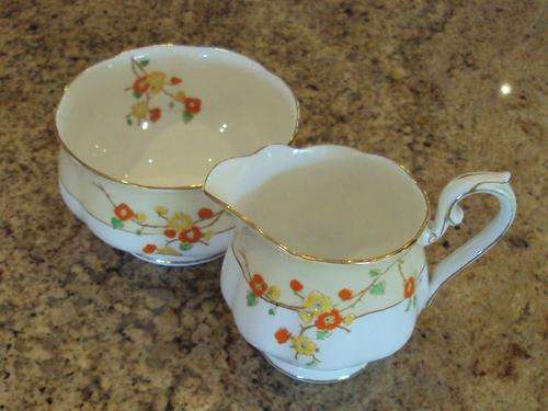 ROYAL ALBERT "BLACKTHORN"  HAND PAINTED MILK AND SUGAR