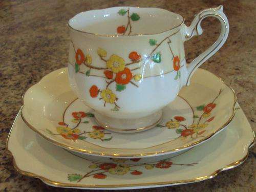 ROYAL ALBERT "BLACKTHORN" HAND PAINTED TRIO