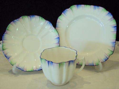 A VERY RARE MELBA HAND PAINTED TEA TRIO