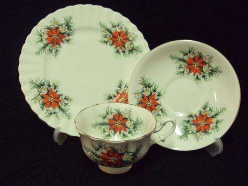 ROYAL ALBERT / RICHMOND "POINSETTIA" TEA TRIO