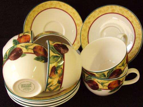 SET OF 6 ROYAL DOULTON EVERYDAY "AUGUSTINE" TEA DUOS