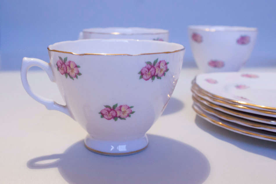 Vintage Crown Royal Bone China Teacup and Saucer Set 18 Piece Made in England