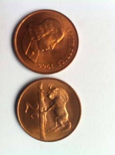 1965 UNC GEM 2 Cents South Africa **Bid per coin**  Beautiful Coins