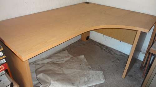 Wooden corner desk (made out of laminated pressed wood)