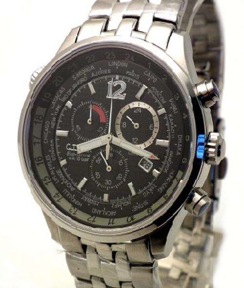 Citizen Eco-Drive Mens chronograph Wold Time AT0360-50E
