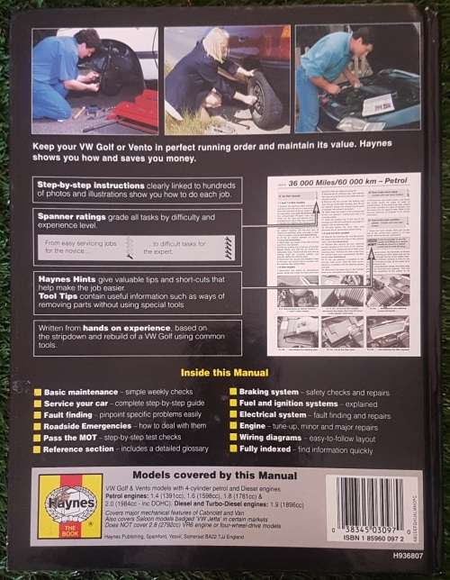VW Golf & Vento Service and Repair Manual 1992-1996.