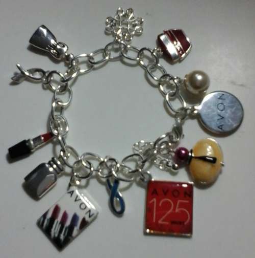 Avon Silver Plated 125 Year Celebration Enamel Charm Bracelet