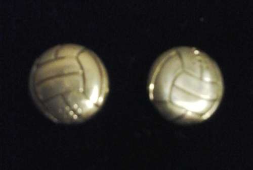Silver Tone Metal Patent No Signed Soccer Ball Cufflinks