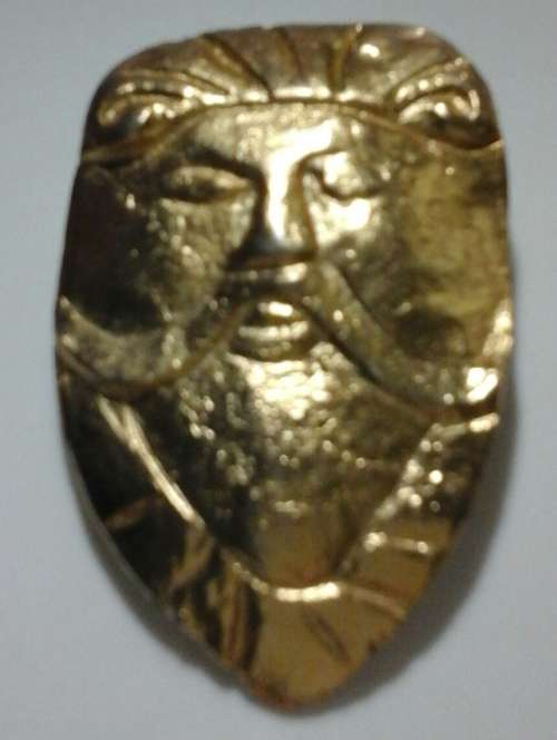 Vintage Large Sphinx Stamped Gold Tone Face Brooch