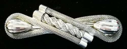 Attractive Heavy & Large Silver Barrette Hair Clip with Interesting Design