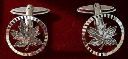 Fabulous Vintage Sterling Silver Hallmarked H. Samuel Maple Leaf Cufflinks