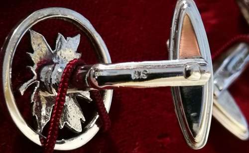 Fabulous Vintage Sterling Silver Hallmarked H. Samuel Maple Leaf Cufflinks