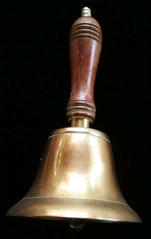 Vintage Large Brass and Wooden Handle Bell