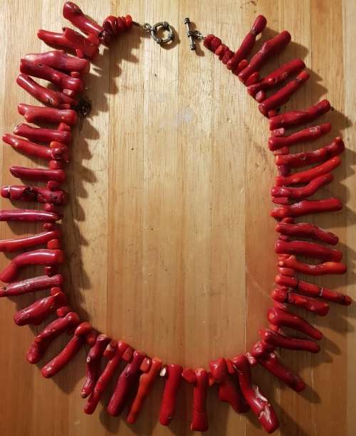 Vintage Large and Heavy Red Branch Coral Necklace
