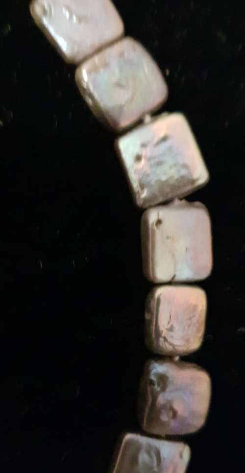 Genuine Freshwater Square Pearl Necklace with Silver Tone Toggle Clasp