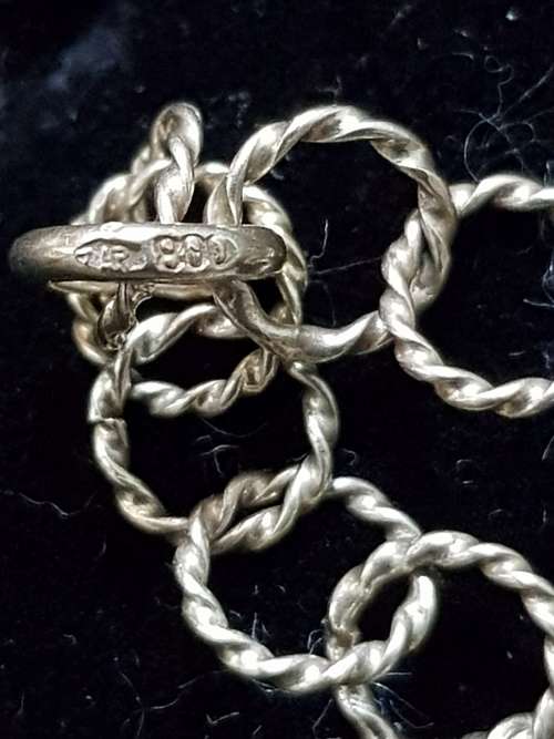 Vintage Silver 800 Unusual Long Chain