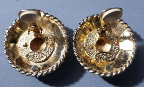 Vintage Gold Plated Chanel Paris Large Clip On Earrings