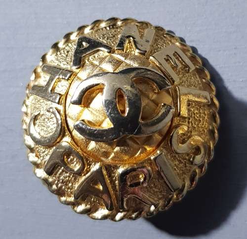 Vintage Gold Plated Chanel Paris Large Clip On Earrings