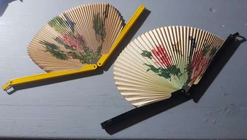Vintage Handheld Floral Fans People's Republic of China