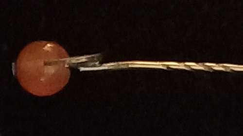 Antique Sterling Silver Hat / Stick Pin with Carnelian Bead