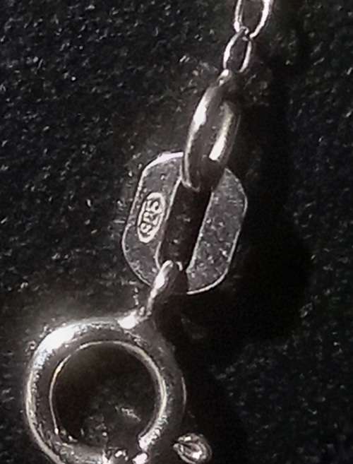 Sterling Silver 925 Chain and Heart Pendant with Dangling Blue Stone surrounded with Cubic Stones