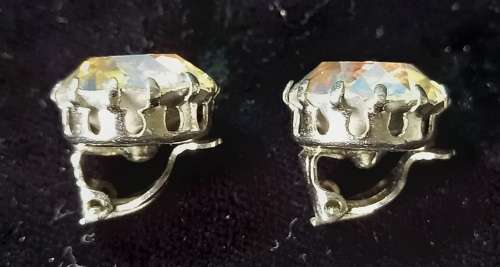 Vintage Aurora Borealis Clip On Earrings