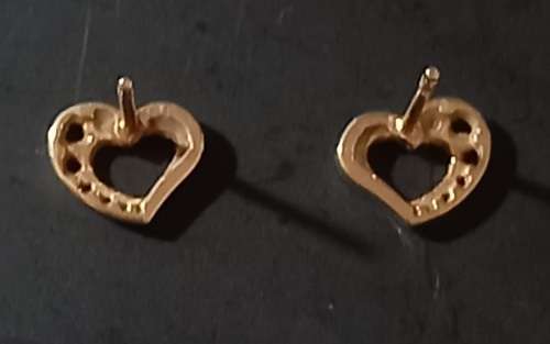 9ct Yellow and White Gold Dainty Heart Studs with Diamond Chip